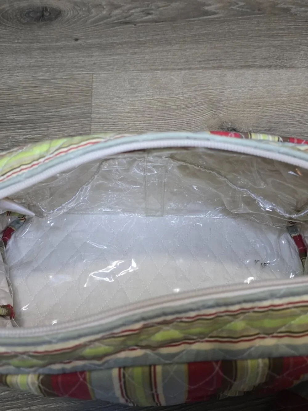 Set Of 2 Pottery Barn Cosmetics Toiletry Makeup Bags Plastic Lined Cotton Shell